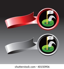 golf green on red and gray ribbons