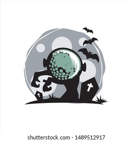 Golf Halloween Grey Moon Theme Vector