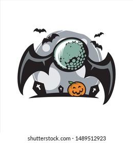 Golf Halloween Grey Moon Theme Vector