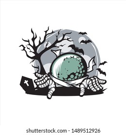 Golf Halloween Grey Moon Theme Vector