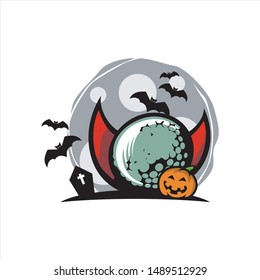 Golf Halloween Grey Moon Theme Vector
