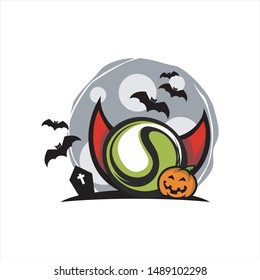 Golf Halloween Moon Theme Vector