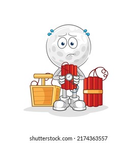 the golf head holding dynamite character. cartoon mascot vector