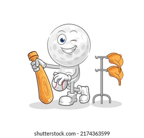the golf head playing baseball mascot. cartoon vector