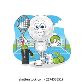 the golf head plays tennis illustration. character vector