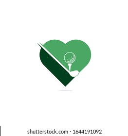 Golf heart shape concept logo design. Golf championship or golf tournament sign.	