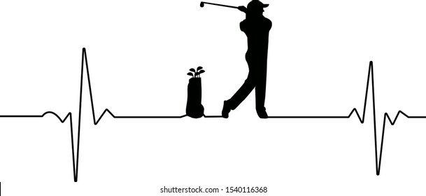 Golf heartbeat vector. Golfbeat illustration. 