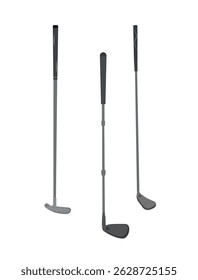 Golf hockey stick clip art silhouette set, Golf bat collection.