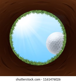 A golf hole from bottom view illustration