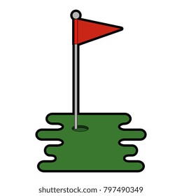 golf hole with flag