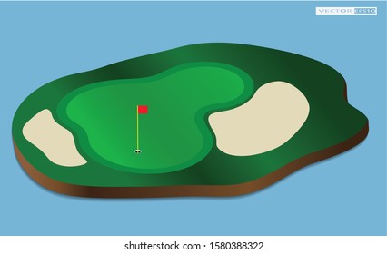 Golf Hole with flag and bunkers