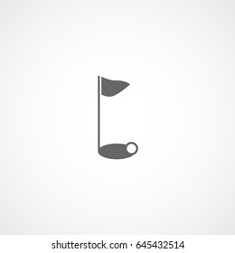 Golf Hole With Flag Flat Icon On White Background