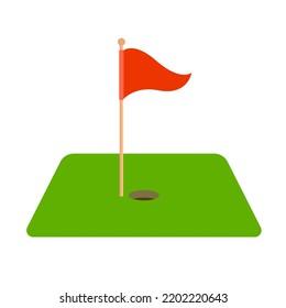 golf hole with flag flat vector illustration cartoon style logo icon clipart