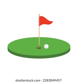 golf hole with flag flat vector illustration cartoon style logo icon clipart