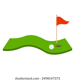 golf hole with flag flat vector illustration cartoon style logo icon clipart