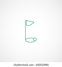 Golf Hole With Flag Green Line Icon On White Background