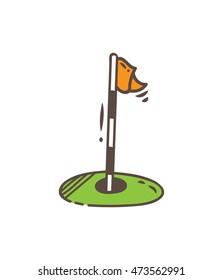 golf hole flag icon in doodle style