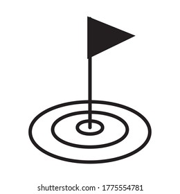 hoyo de golf e icono de bandera sobre fondo blanco, estilo de línea, ilustración vectorial