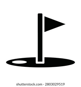 Golf hole flag icon symbol, marker on green, sports recreation concept