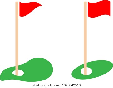 Golf Hole Flag Icon Vector Art Illustration