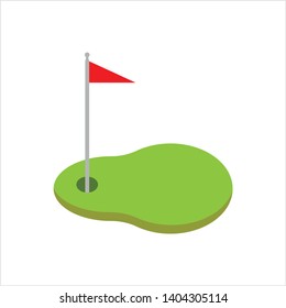 Golf Hole Flag Icon Vector Art Illustration