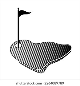 Golf Hole Flag Icon Vector Art Illustration