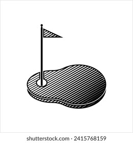 Golf Hole Flag Icon Vector Art Illustration