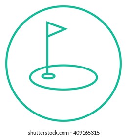 Golf hole with flag line icon.
