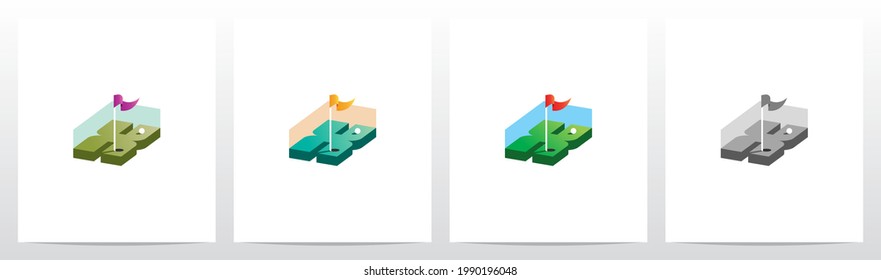 Golf Hole With Flag On Letter Logo Design X