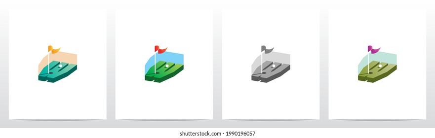 Golf Hole With Flag On Letter Logo Design W