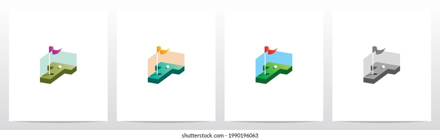Golf Hole With Flag On Letter Logo Design T
