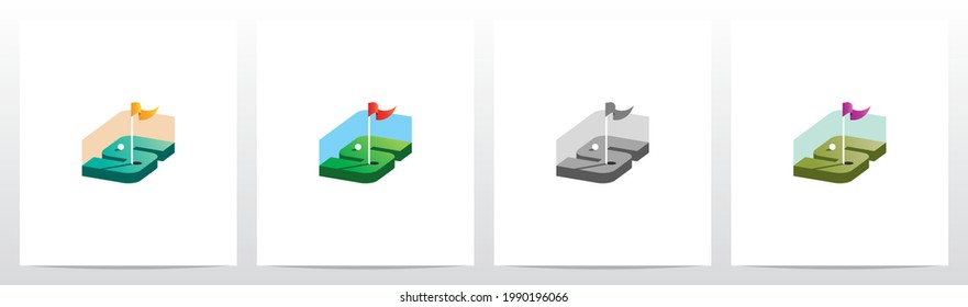 Golf Hole With Flag On Letter Logo Design S