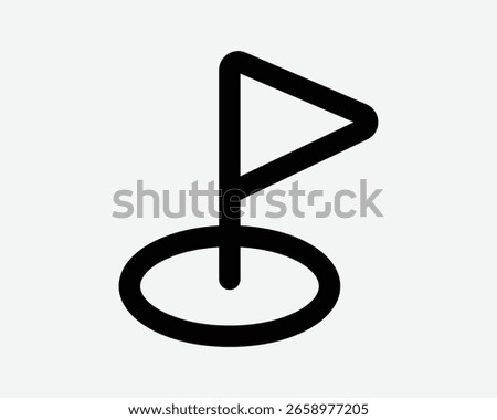 Golf Hole Flag Post Flagpost Golfing Sport Goal Line Outline Shape Golfer Course Field Target Black White Vector Icon Sign Symbol Graphic Artwork