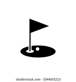 Golf hole and flag vector icon