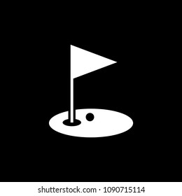 Golf hole and flag vector icon