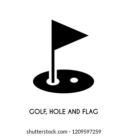 Golf, Hole and flag vector icon