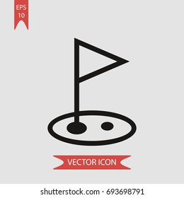 Golf hole and flag vector icon, illustration symbol