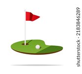Golf hole with flag vector isolated illustration