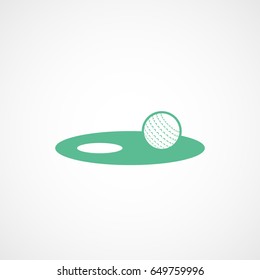 Golf Hole Green Flat Icon On White Background