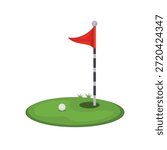 Golf hole icon, golf hole with flag vector illustration, golf hole clip art