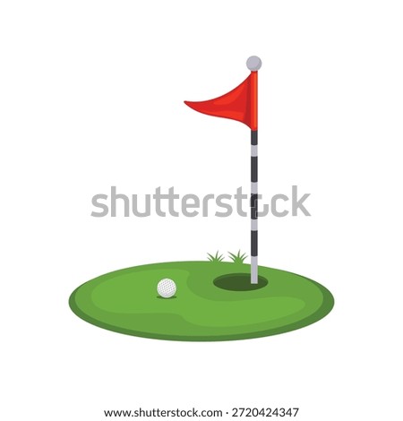 Golf hole icon, golf hole with flag vector illustration, golf hole clip art