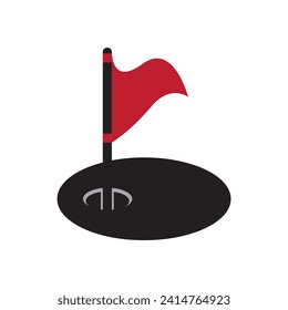 golf hole icon vector illustration logo design