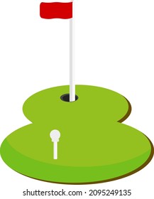 Agujero de golf, ilustración, vector sobre fondo blanco.