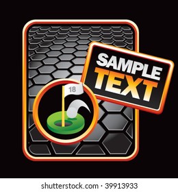 golf hole on black hexagon advertisement