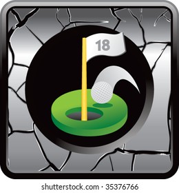 golf hole on cracked icon