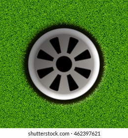 Golf hole on field vector illustration