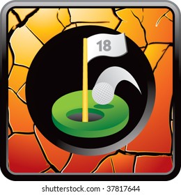 golf hole on gold cracked web button