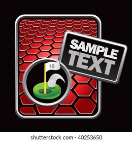 golf hole on red hexagon advertisement