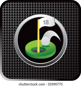 golf hole in one on black halftone web button