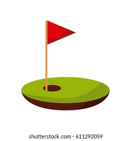 golf hole over white background. colorful design. vector illustration